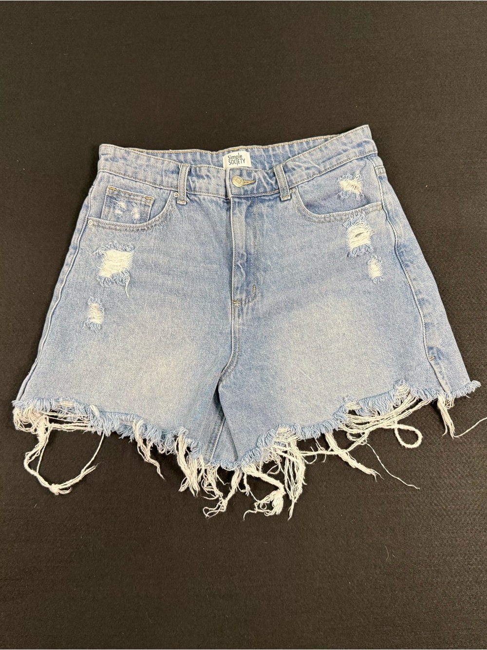 Light Blue Distressed Denim Jean Shorts - Unknown Brand